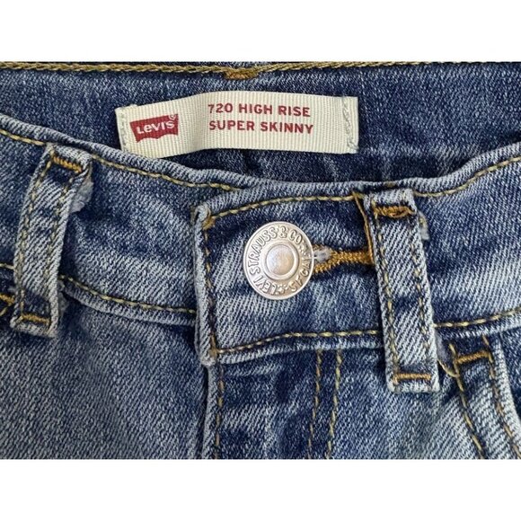 Levi's 720 Jeans Youth Girls Size 12 (25x26) High Rise Super Skinny Stretch - Picture 3 of 7